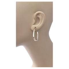 Orecchini a cerchio ovali in oro bianco 18K #21721