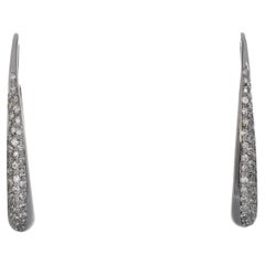 18K White Gold Oval Hoop Earrings with Diamond Pavé
