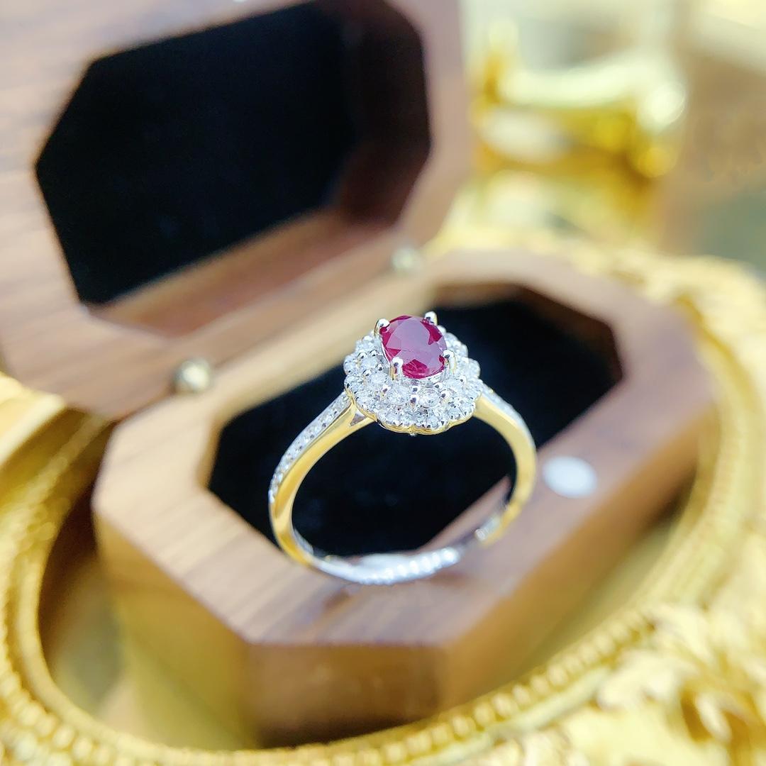 Oval Cut 18K White Gold Oval Ruby and Double Halo Diamond Ring For Sale