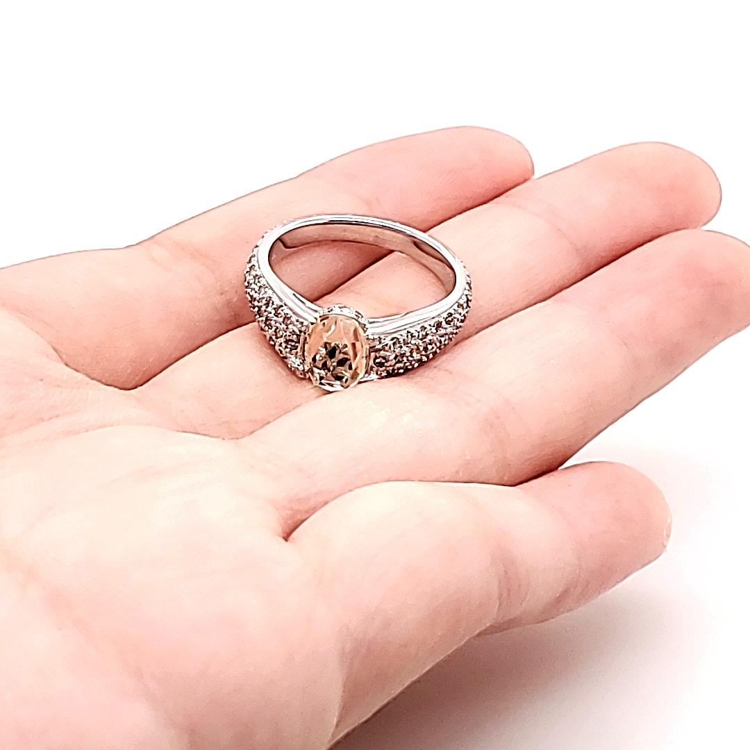 18k White Gold Oval-Shaped Rose-Cut Yellow Sapphire Cts 1.45 Diamond Engagement For Sale 3
