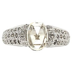 18k White Gold Oval-Shaped Rose-Cut Yellow Sapphire Cts 1.45 Diamond Engagement