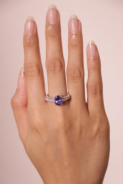 18k White Gold Oval Tanzanite Cts 2.12 Diamond Engagement Ring