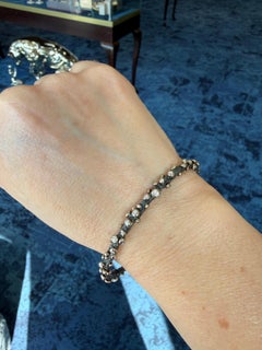 18K White Gold, Oxidized Silver Dark Gleam Diamond Bangle by Agneta Bugyte