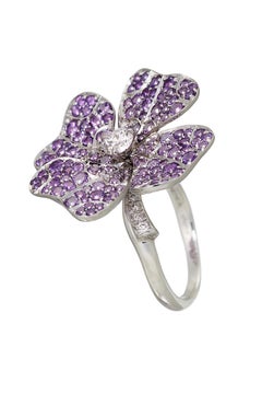 18k White Gold Palladium Amethyst White Diamonds Stud Earrings Aenea Jewellery