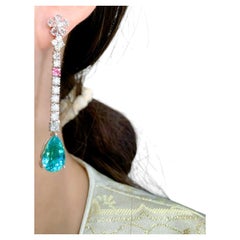 18k White Gold Paraiba Diamond Drop Earrings