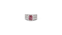 18k White Gold Pave Band Ring 3.0ct Natural Tourmaline and Diamonds IGI Cert
