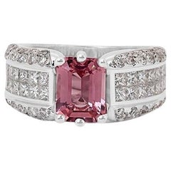 18k White Gold Pave Band Ring 3.0ct Natural Tourmaline and Diamonds IGI Cert