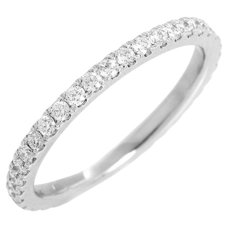 18k White Gold Pave Diamond Band Approx 1 Carat For Sale