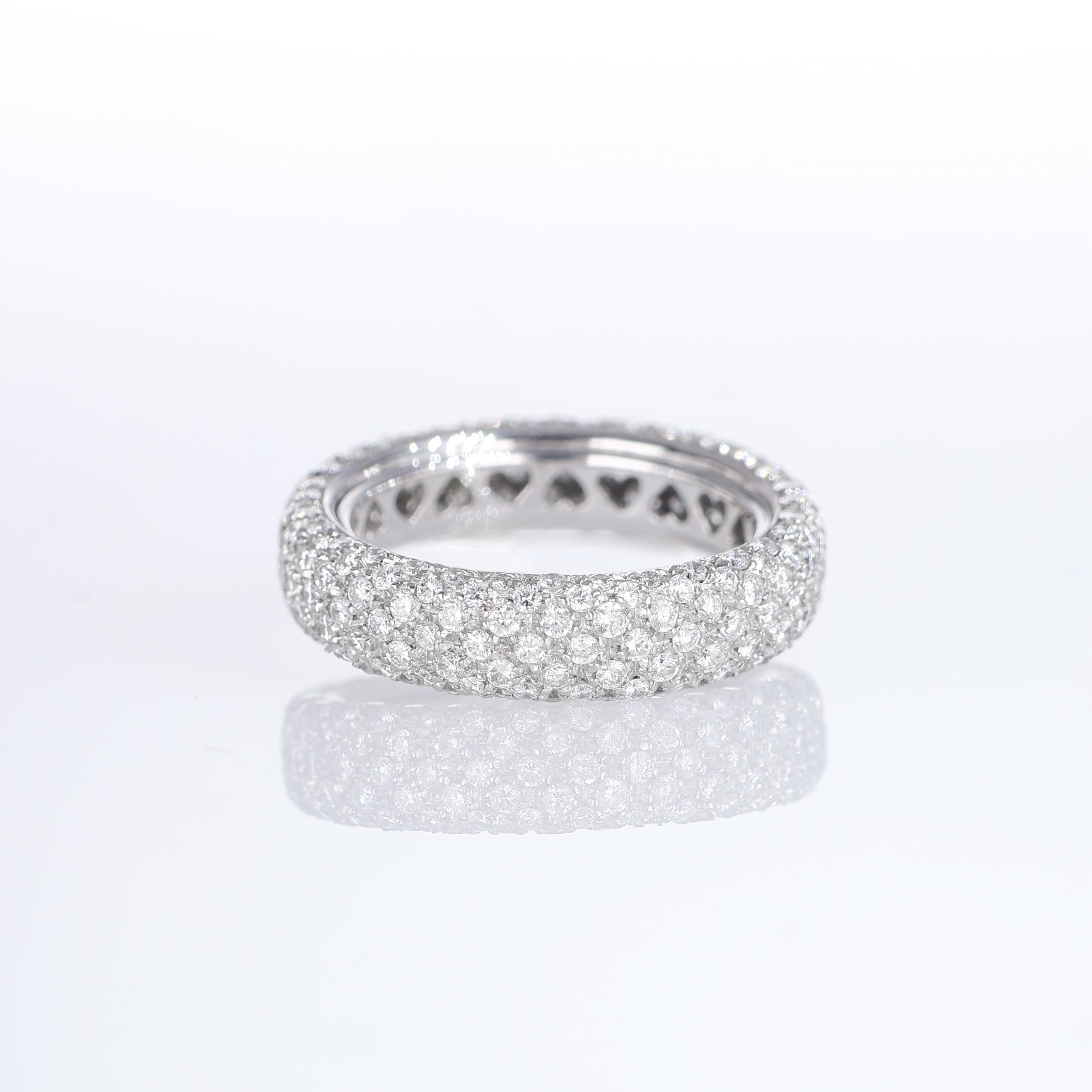 Brilliant Cut 18K White Gold Pave Diamond Band For Sale