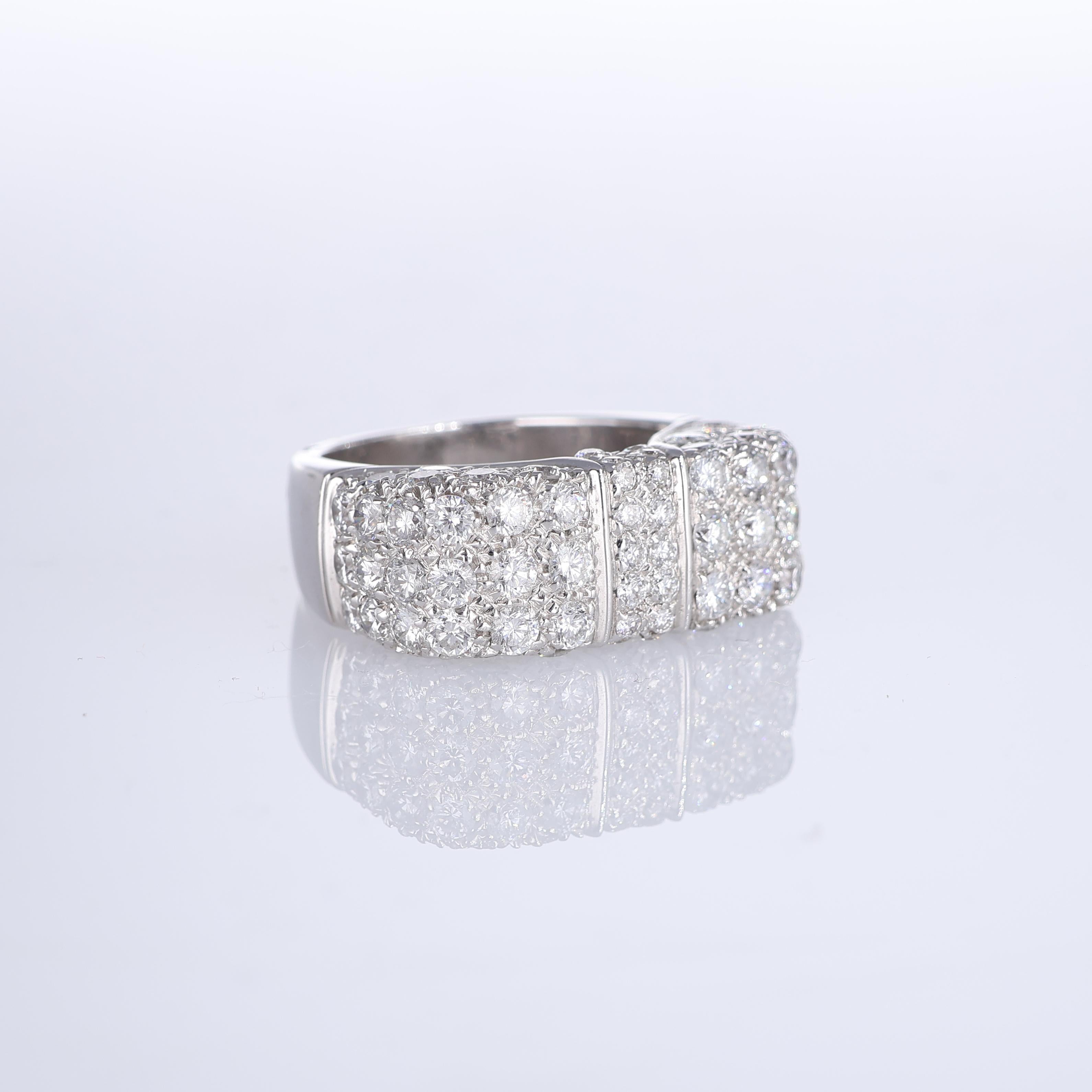 Brilliant Cut 18K White Gold Pavé Diamond Band For Sale