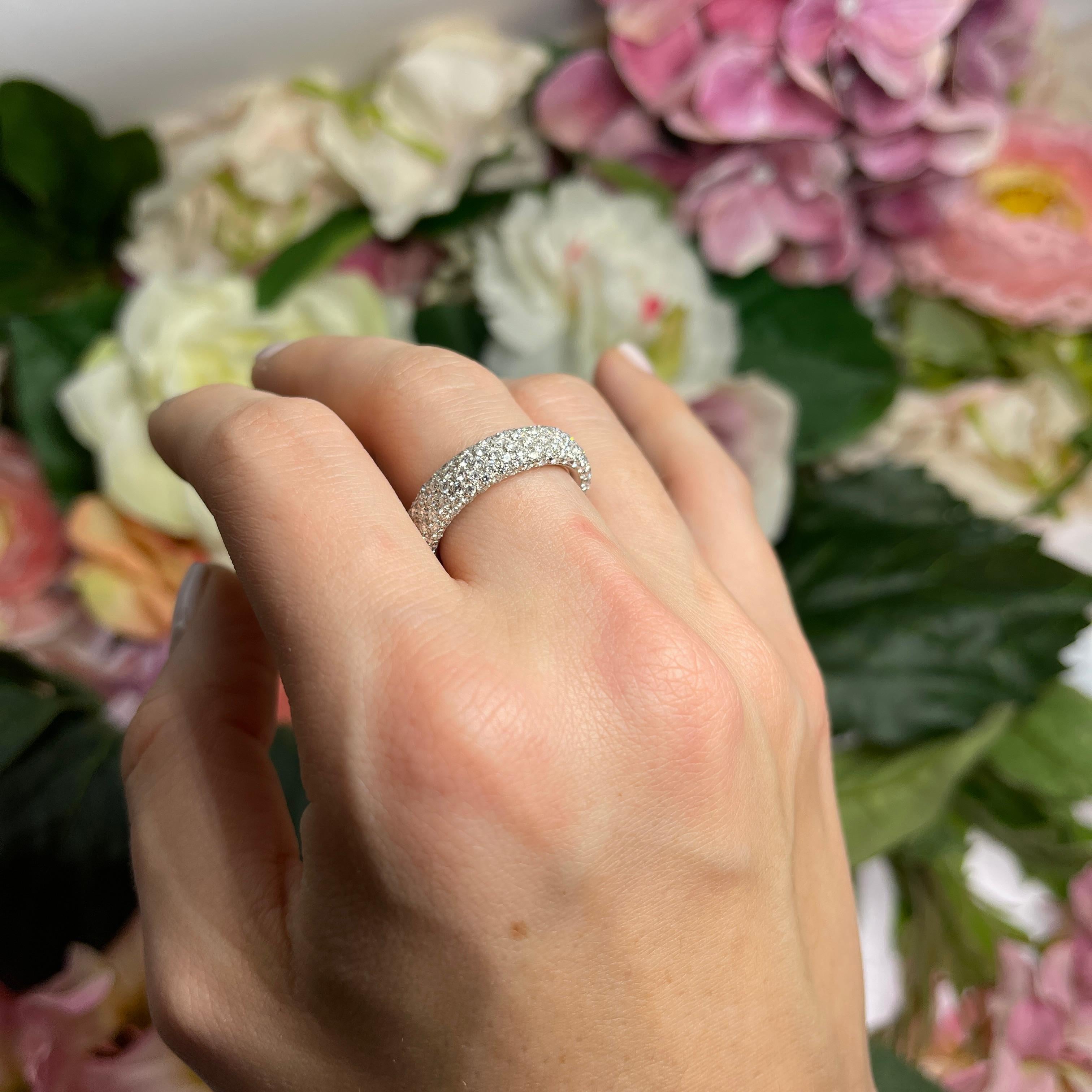18K White Gold Pave Diamond Band For Sale 1