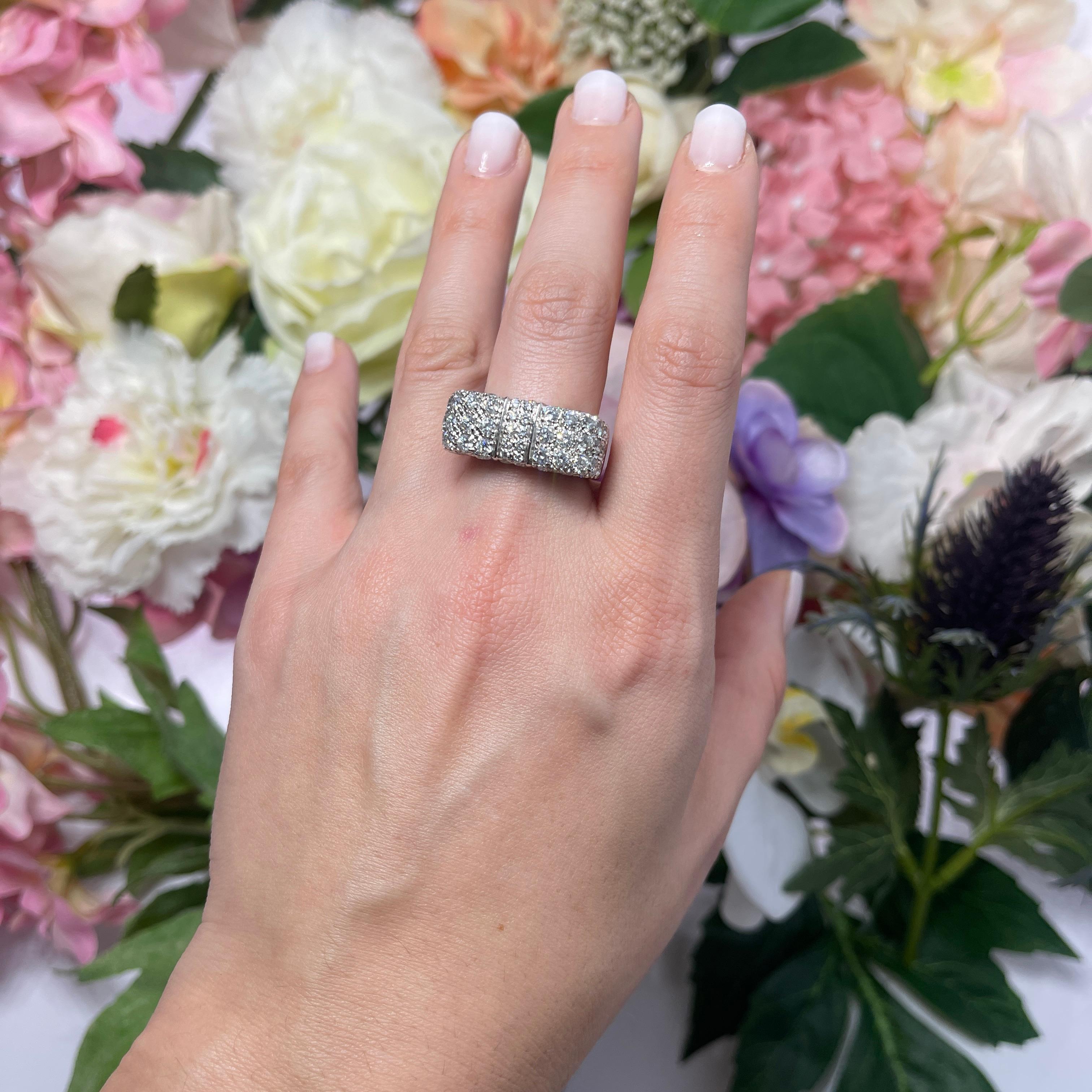 18K White Gold Pavé Diamond Band For Sale 1
