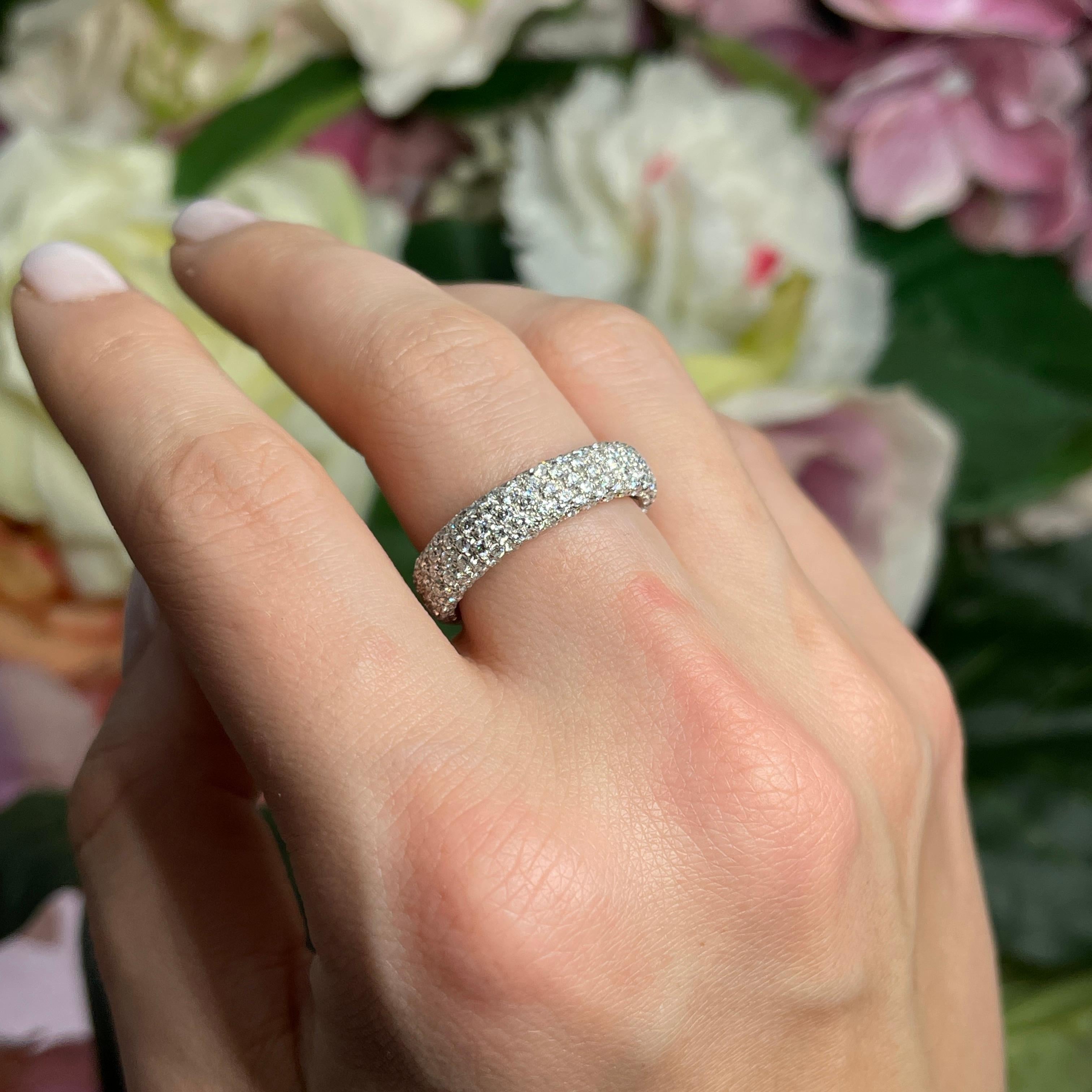 18K White Gold Pave Diamond Band For Sale 3