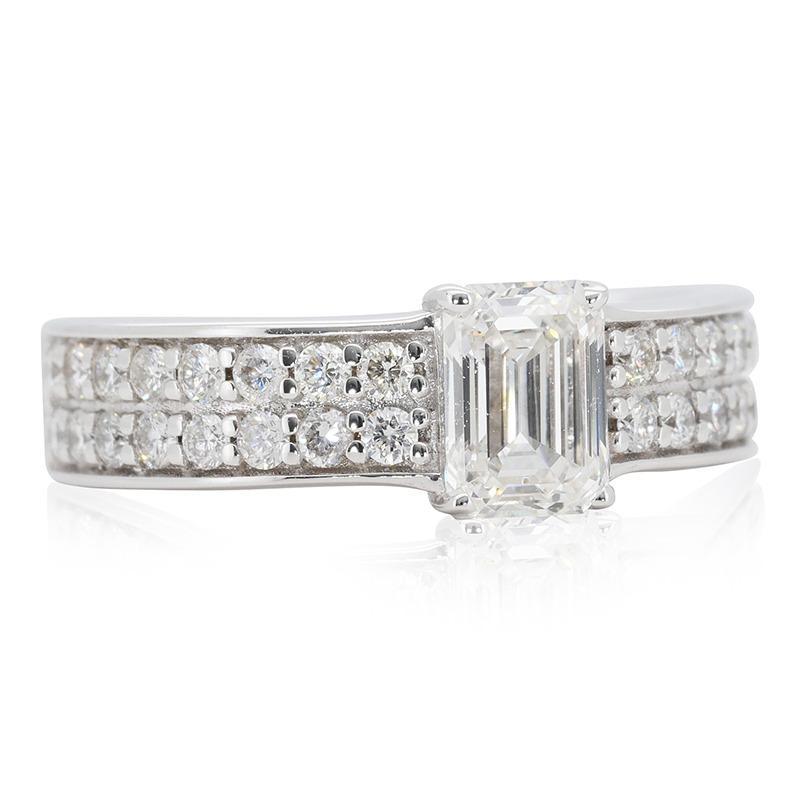 18K White Gold Pave Diamond Band Ring with 1.48 ct Natural Diamonds, GIA cert 2