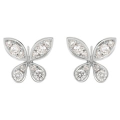 18k White Gold Pave Diamond Butterfly Stud Earrings