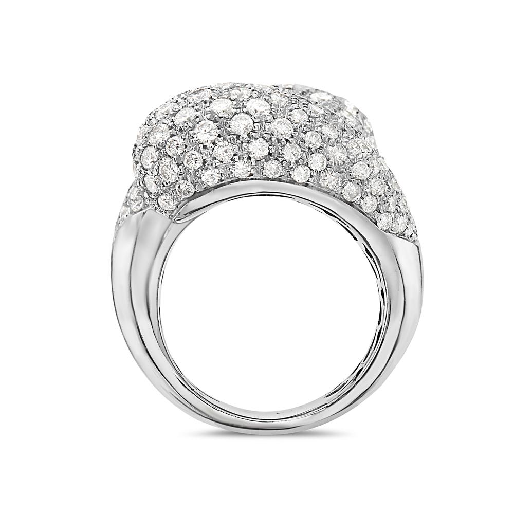 Contemporary 18 Karat White Gold Pave Diamond Cocktail Ring For Sale