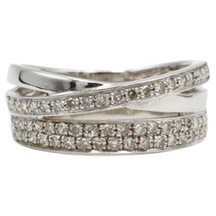 18K White Gold Pavé Diamond Crossover Ring