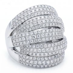 18K White Gold Pave Diamond Dome Band Ring