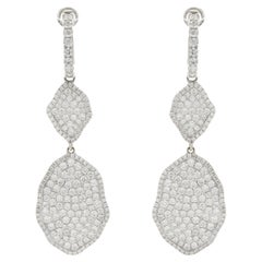 18k White Gold Pave Diamond Drop Earrings