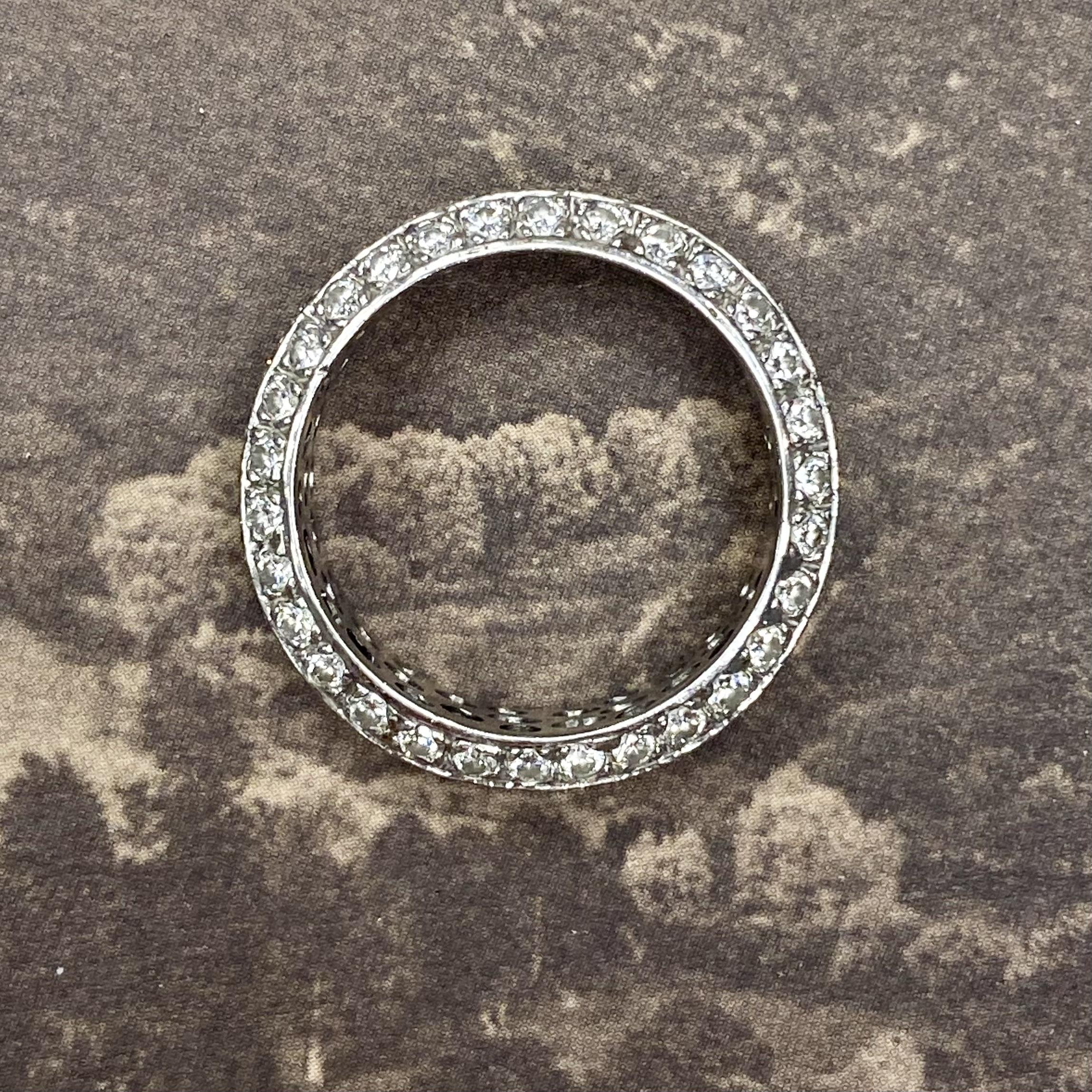 Brilliant Cut 18K White Gold Pave Diamond Eternity Band Ring For Sale