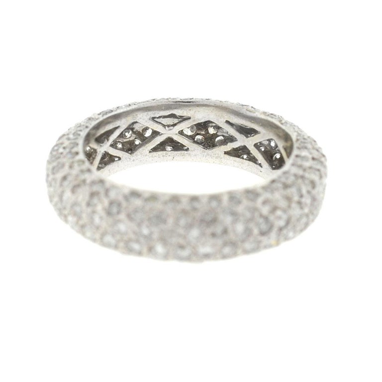18 Karat White Gold Pave Diamond Eternity Band Ring For Sale (Free ...