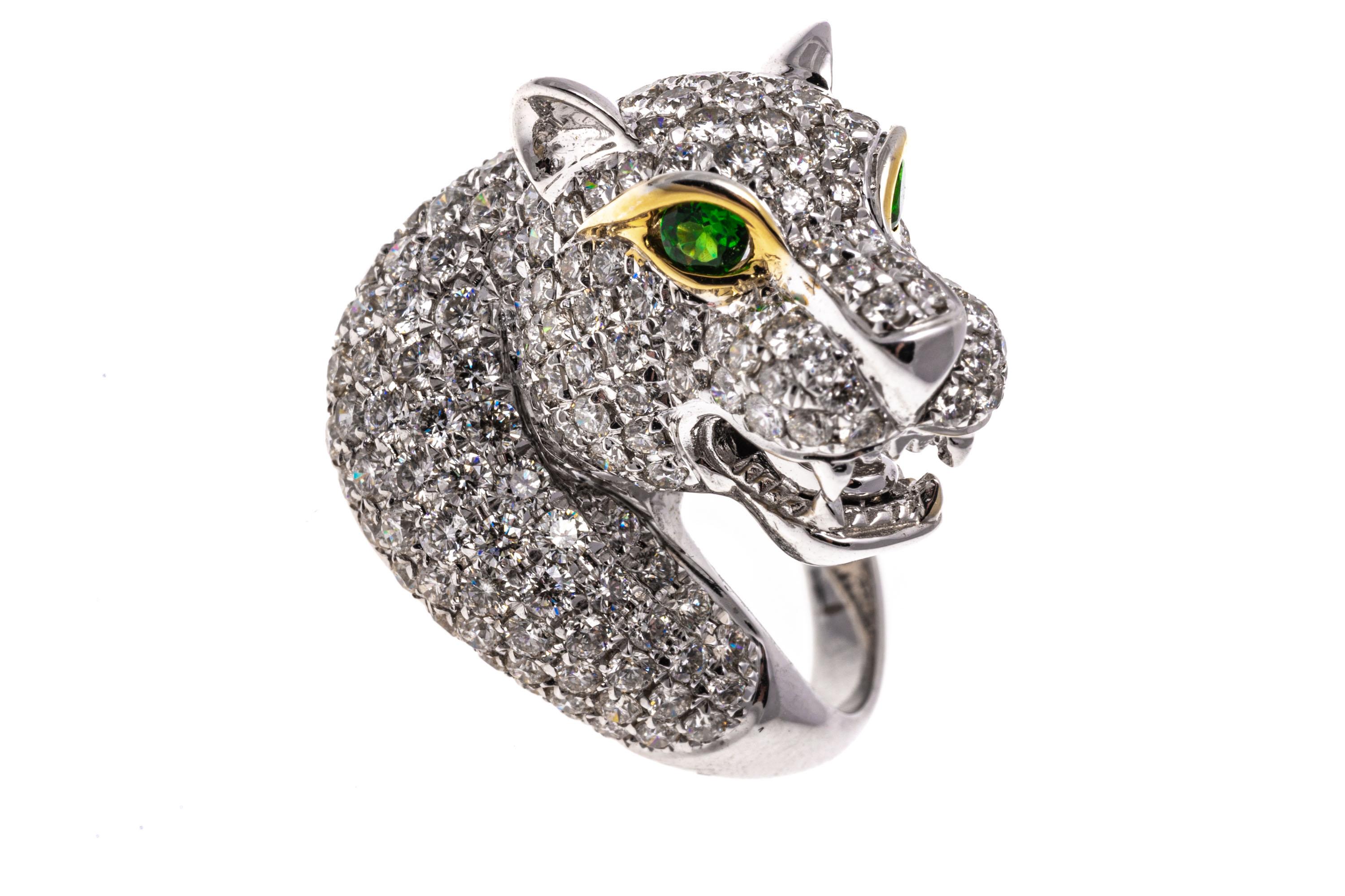 18k White Gold Pave Diamond Figural Panther Head Ring, App. 2.75 TCW For Sale 5