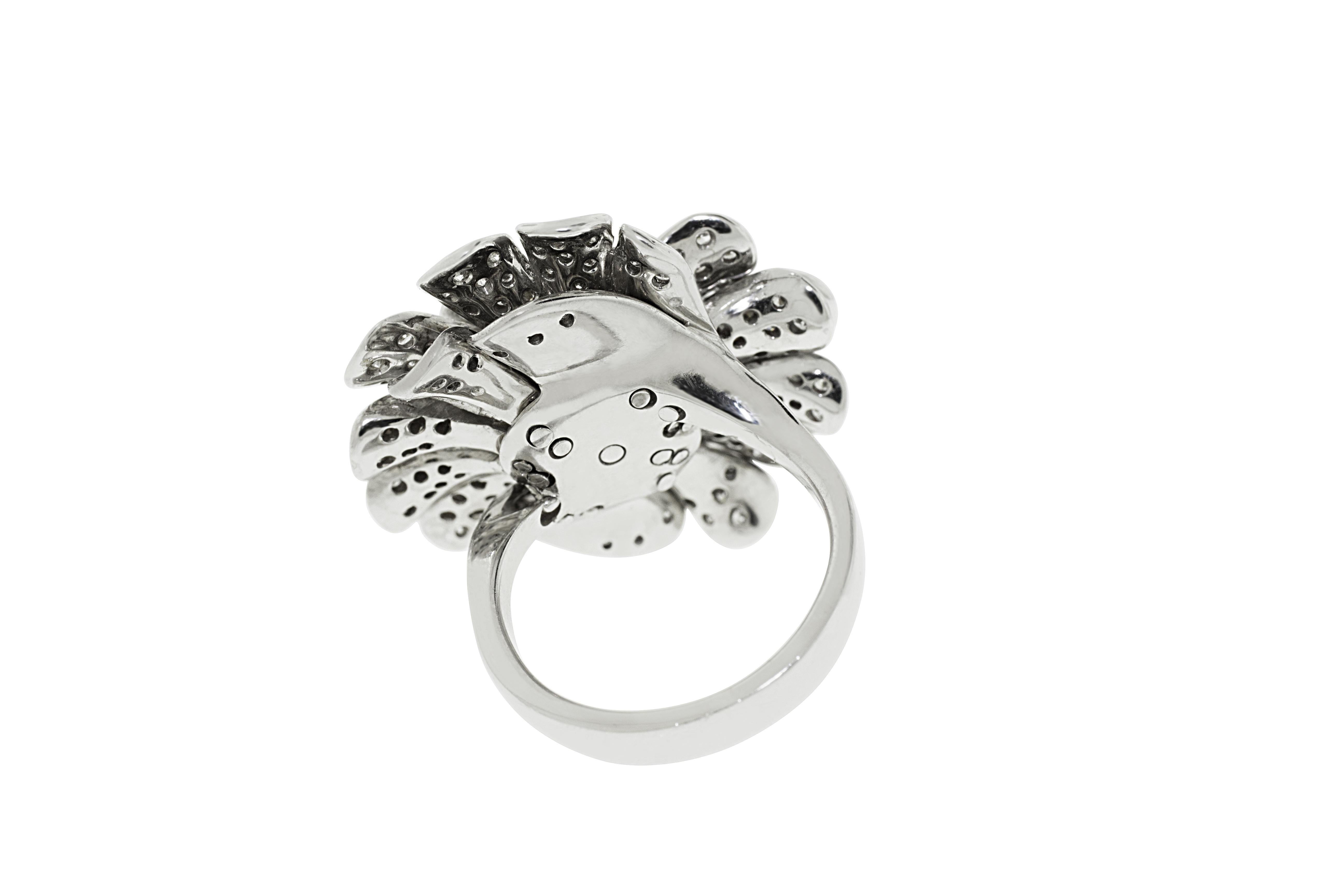 pave diamond flower ring