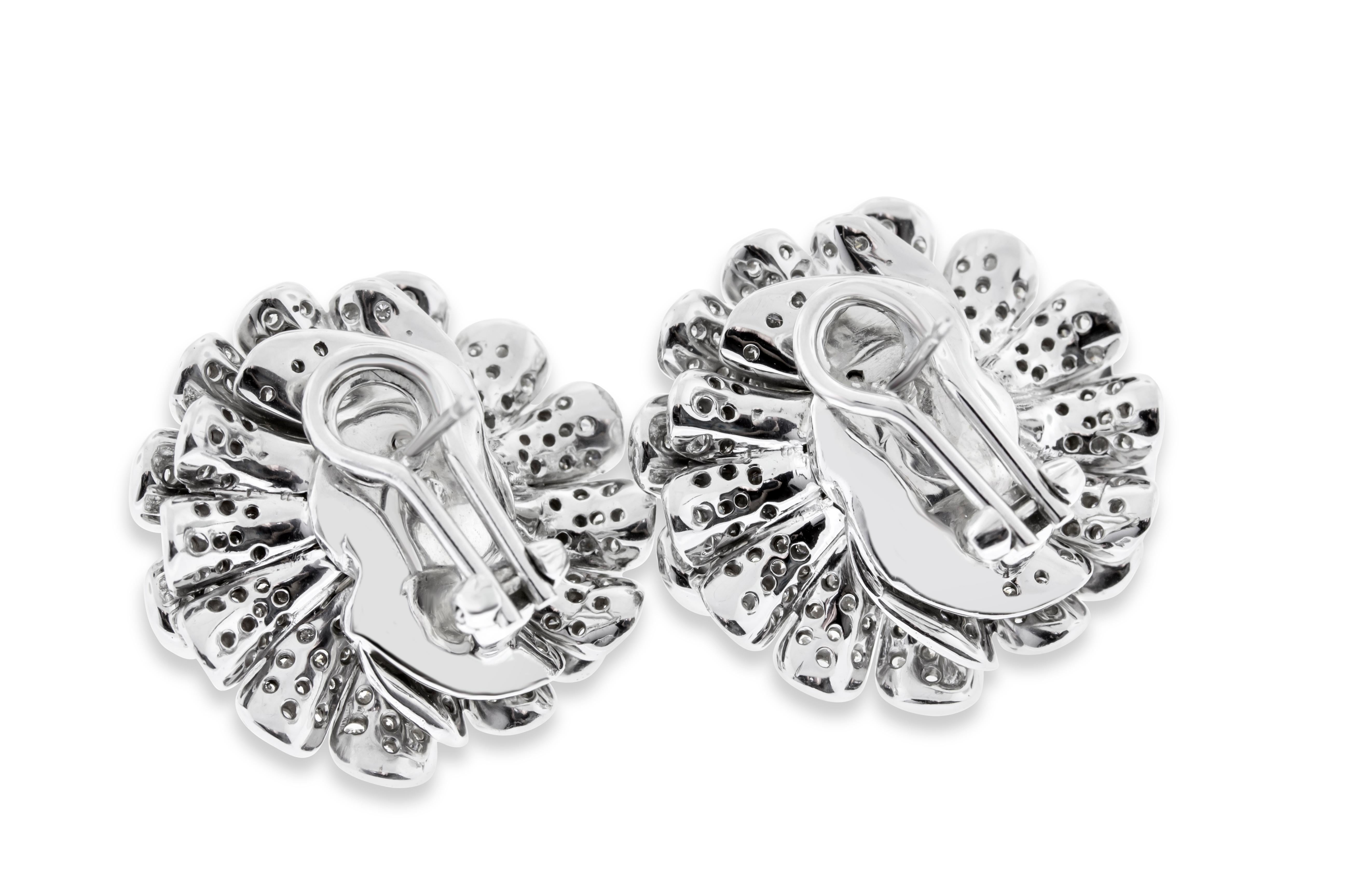 pave diamond flower earrings