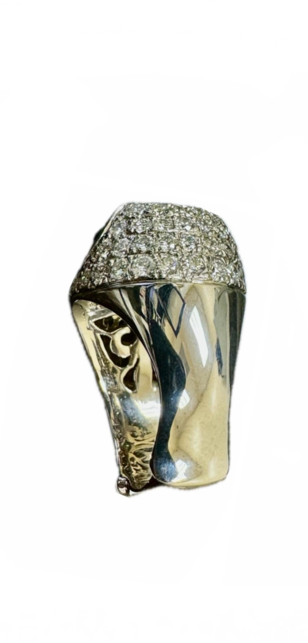 Women's 18K White Gold Pave Diamond GIA Certified 5.95 Chrome Tourmaline Engagement Ring For Sale