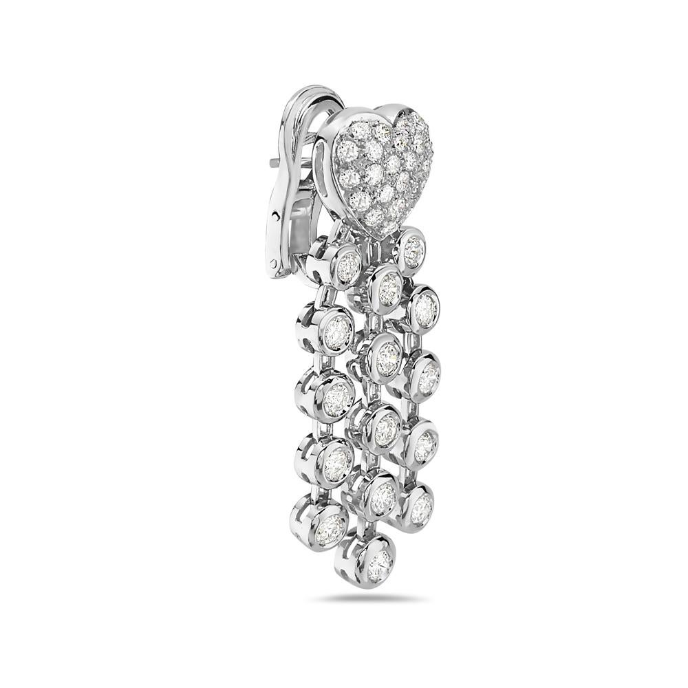 These clasp back post earrings feature  3.63 carats of G VS pave diamonds set in 18K white gold. Made in Italy. 