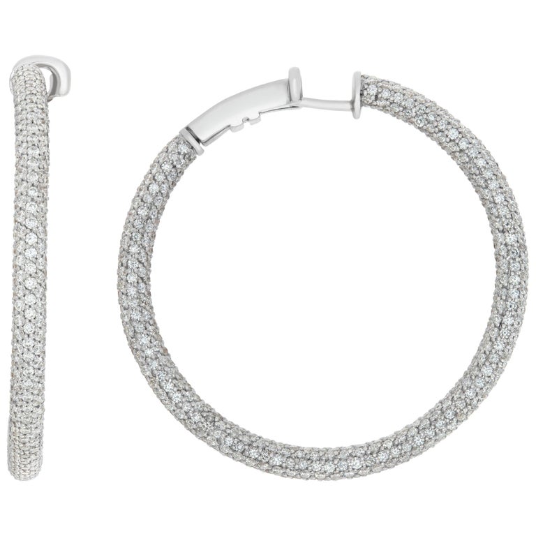 SHINE ON PAVE GOLD HOOP EARRINGS 18MM WHITE OPAL main image 1