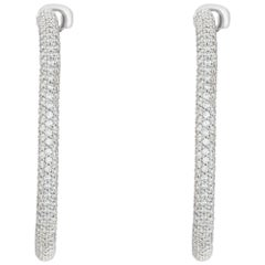 18k White Gold Pave Diamond Hoop Earrings