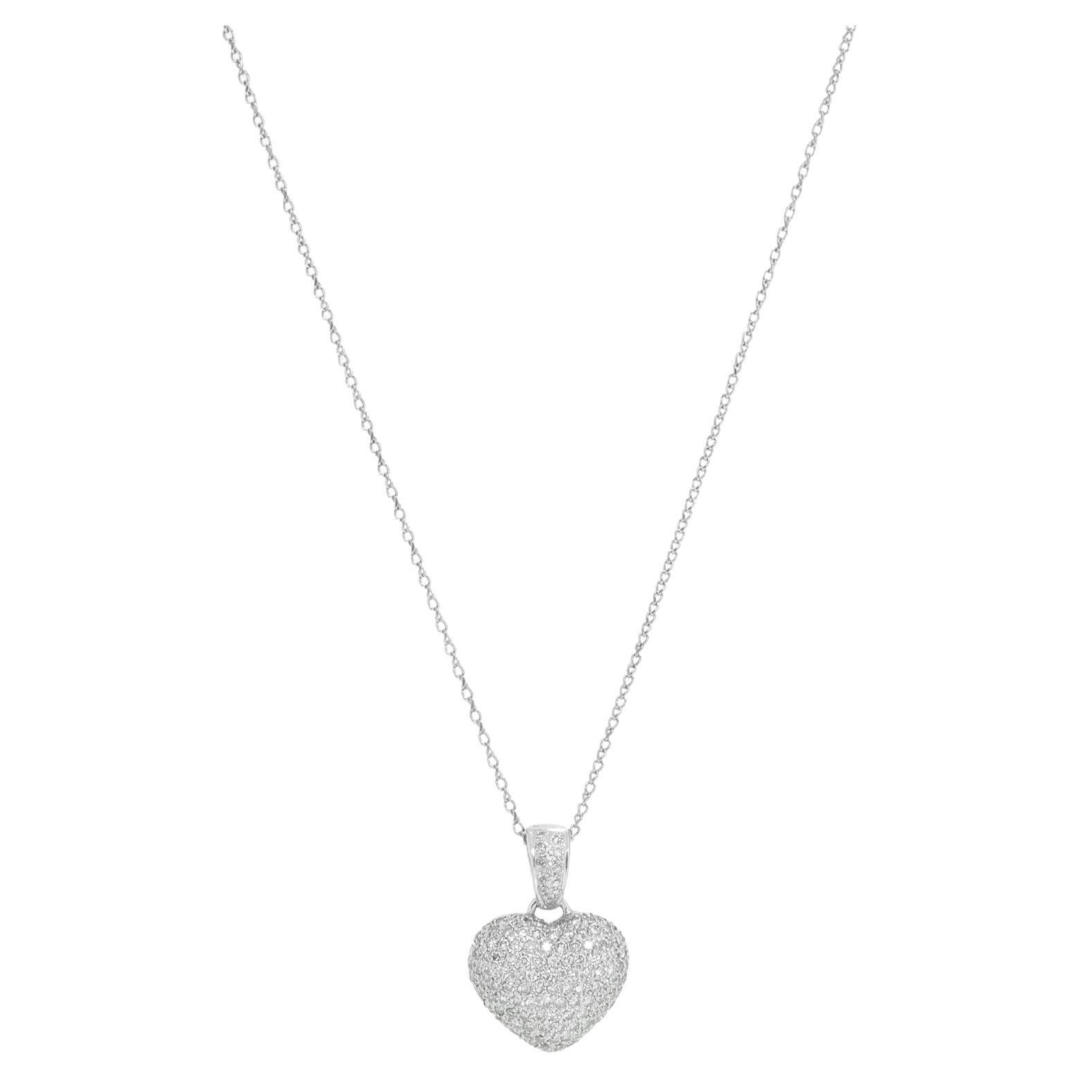 18k White Gold Pave Diamond Necklace For Sale