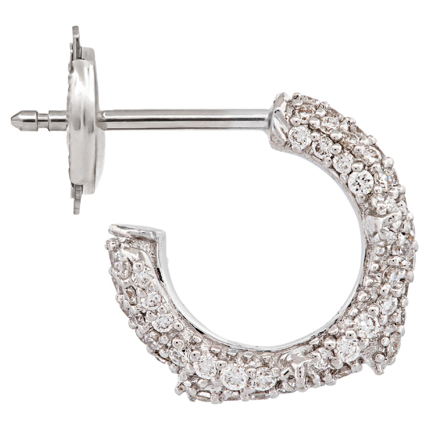 18k White Gold Pave Diamond Spina Earring For Sale