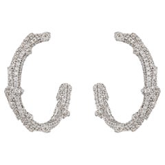 18k White Gold Pave Diamond Spina Midi Earrings