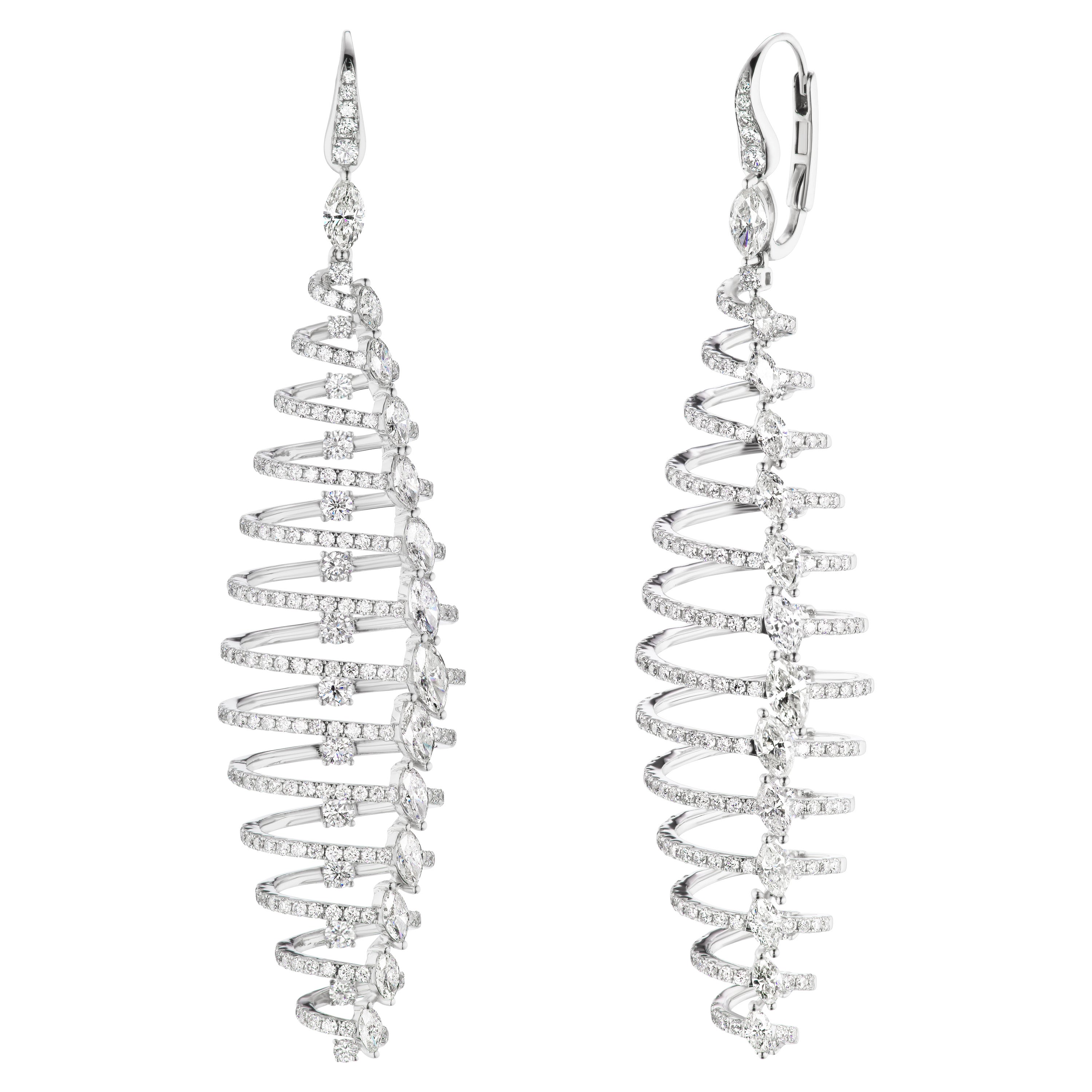18ct White Gold Square Pave Diamond Earrings main image 1