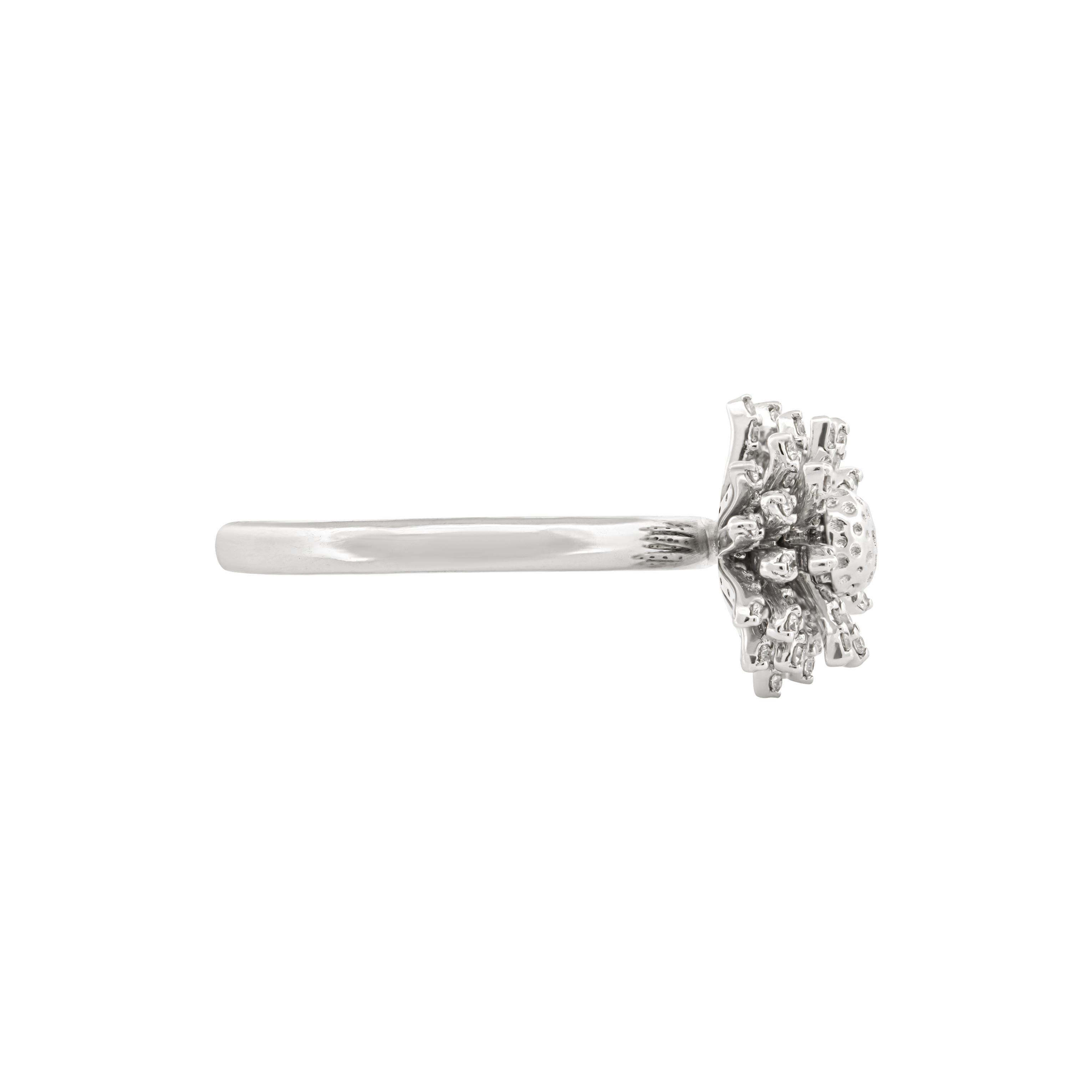 For Sale:  18k White Gold Pave Flora Daisy Ring 4