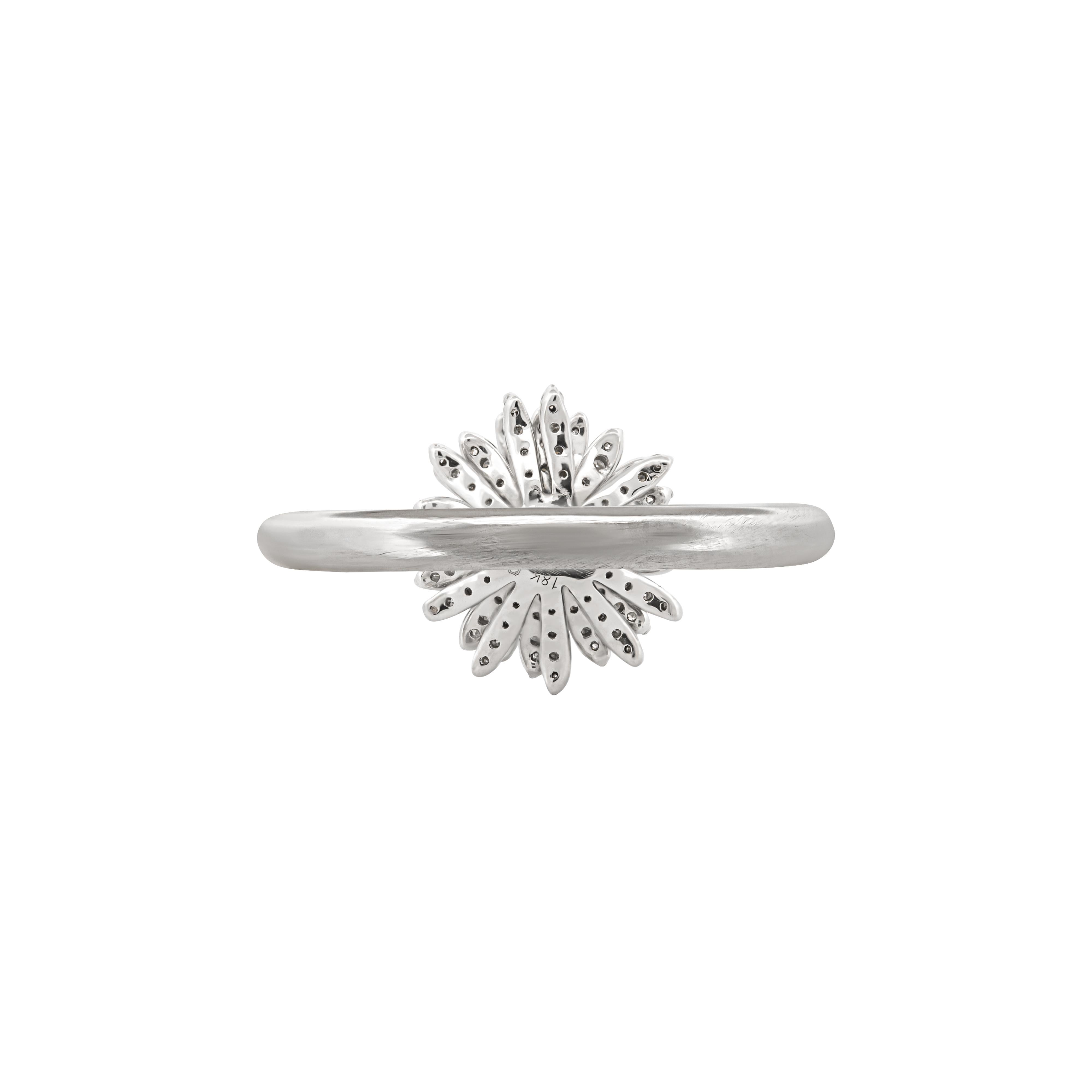 For Sale:  18k White Gold Pave Flora Daisy Ring 5