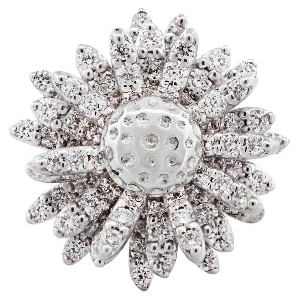 18k White Gold Pave Flora Daisy Stud Earring