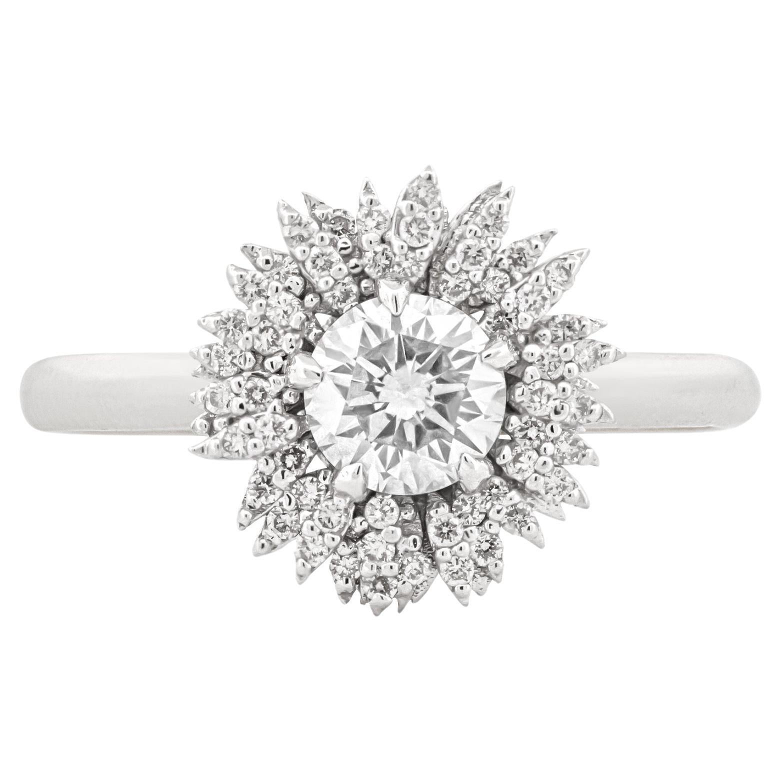 18k White Gold Pave Flora Helios Ring