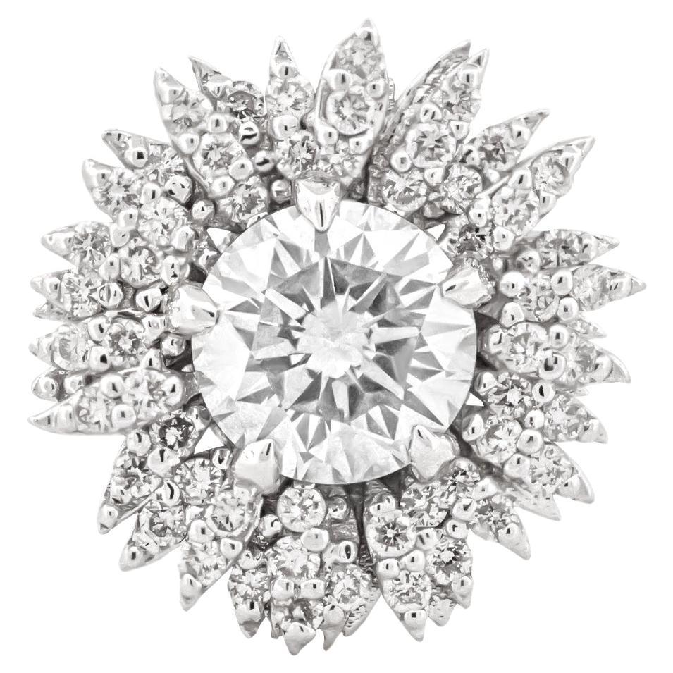 18k White Gold Pave Flora Helios Stud Earring