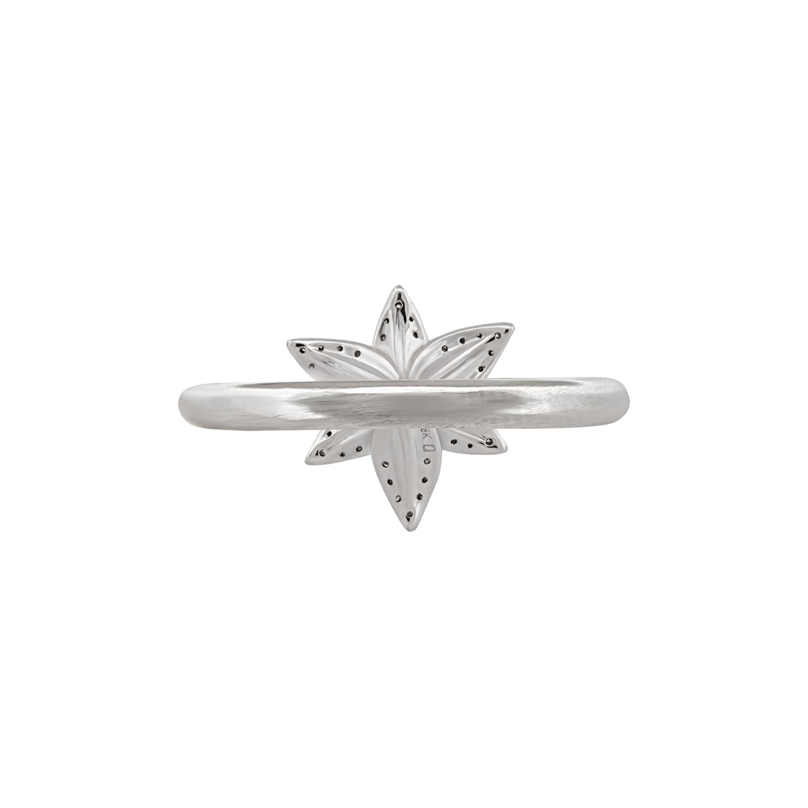 For Sale:  18k White Gold Pave Flora Lily Ring 4