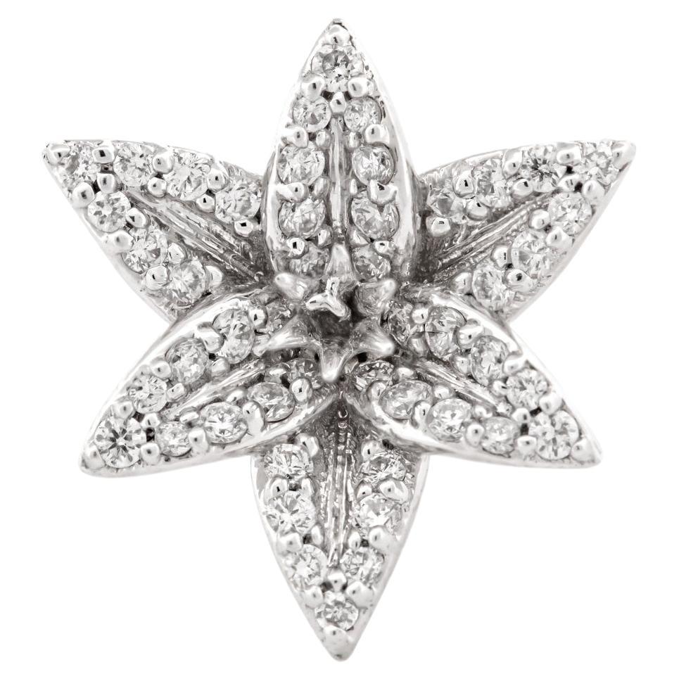 18k White Gold Pave Flora Lily Stud Earring For Sale