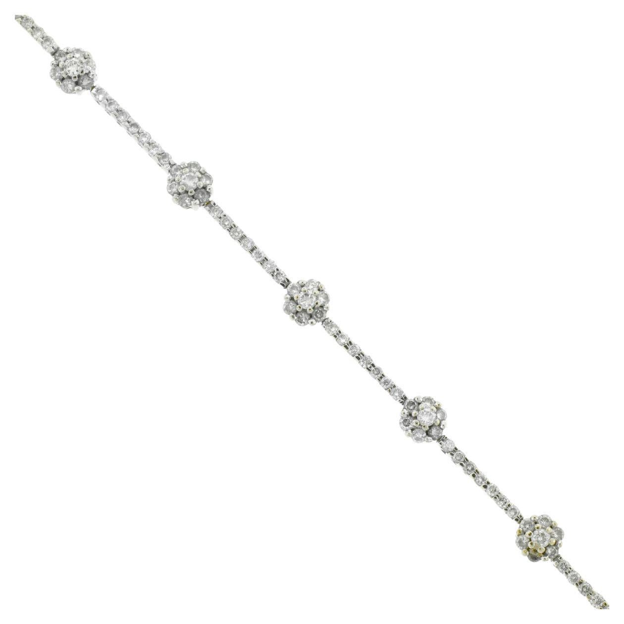 Bracelet En Or 18K Avec Diamants Pave 1,50 Carats - Taille Ronde, Couleur G, Clarté SI1, Neuf Avec étiquettes