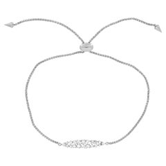 18K White Gold Pave Round Diamond Adjustable Bracelet