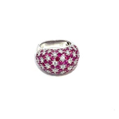 18k White Gold Pave Ruby and Diamond Ring