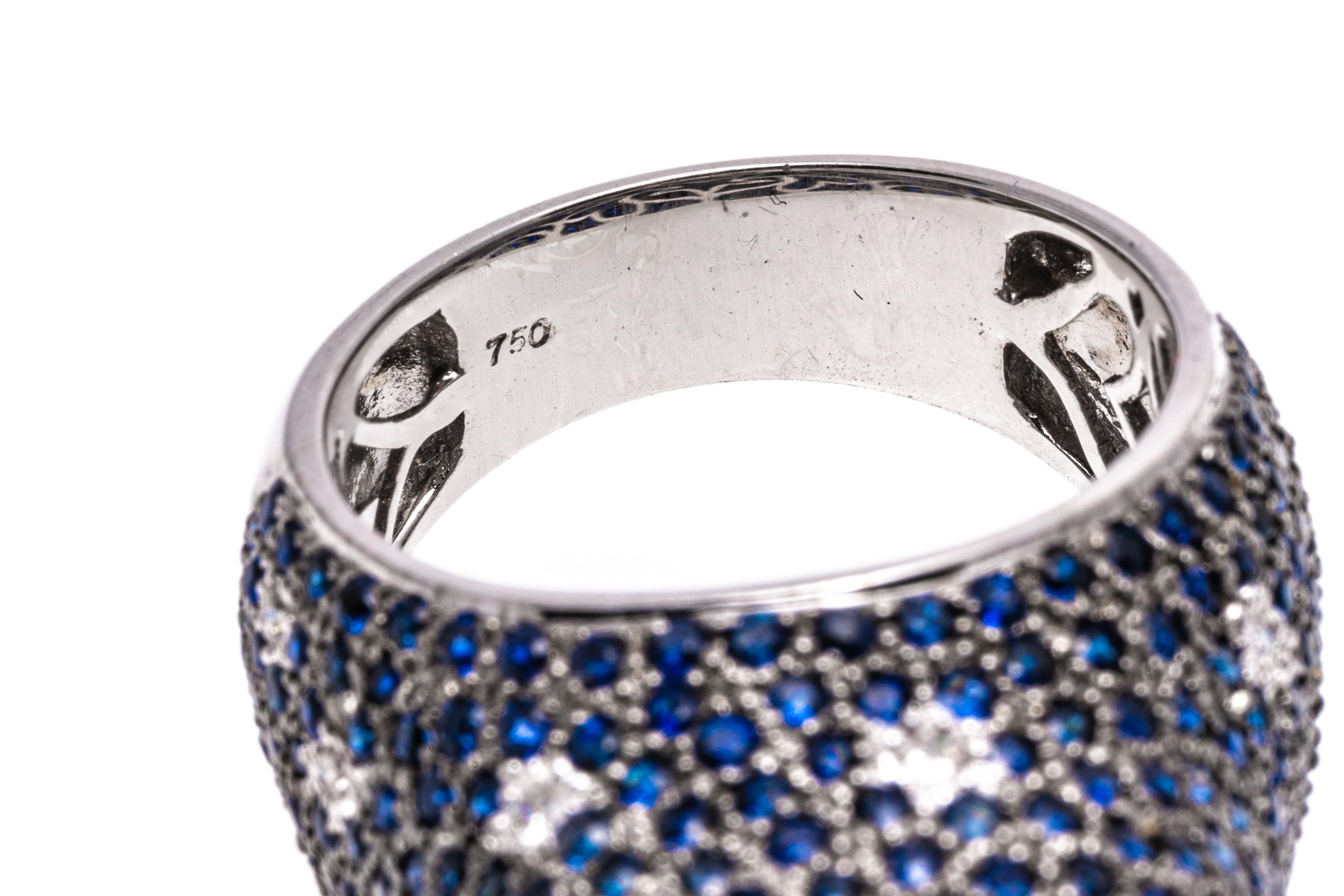 18k White Gold Pave Sapphire Toucan Ring, App. 4.38 TCW, With Diamonds For Sale 6