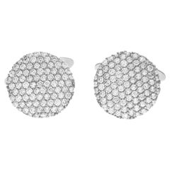 18k white gold pave set circle cufflinks with 2.5 carats in diamonds