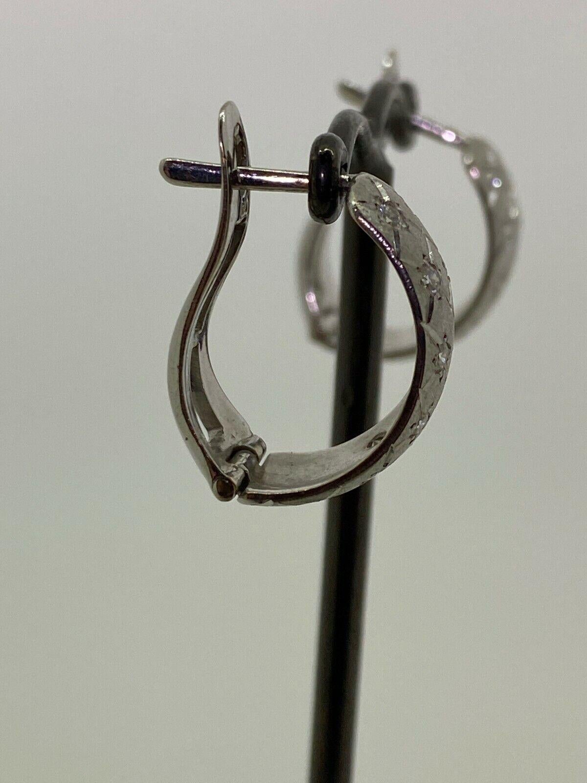 Women's 18K White Gold & Pave Set Diamond Half Hoop Earrings. For Sale