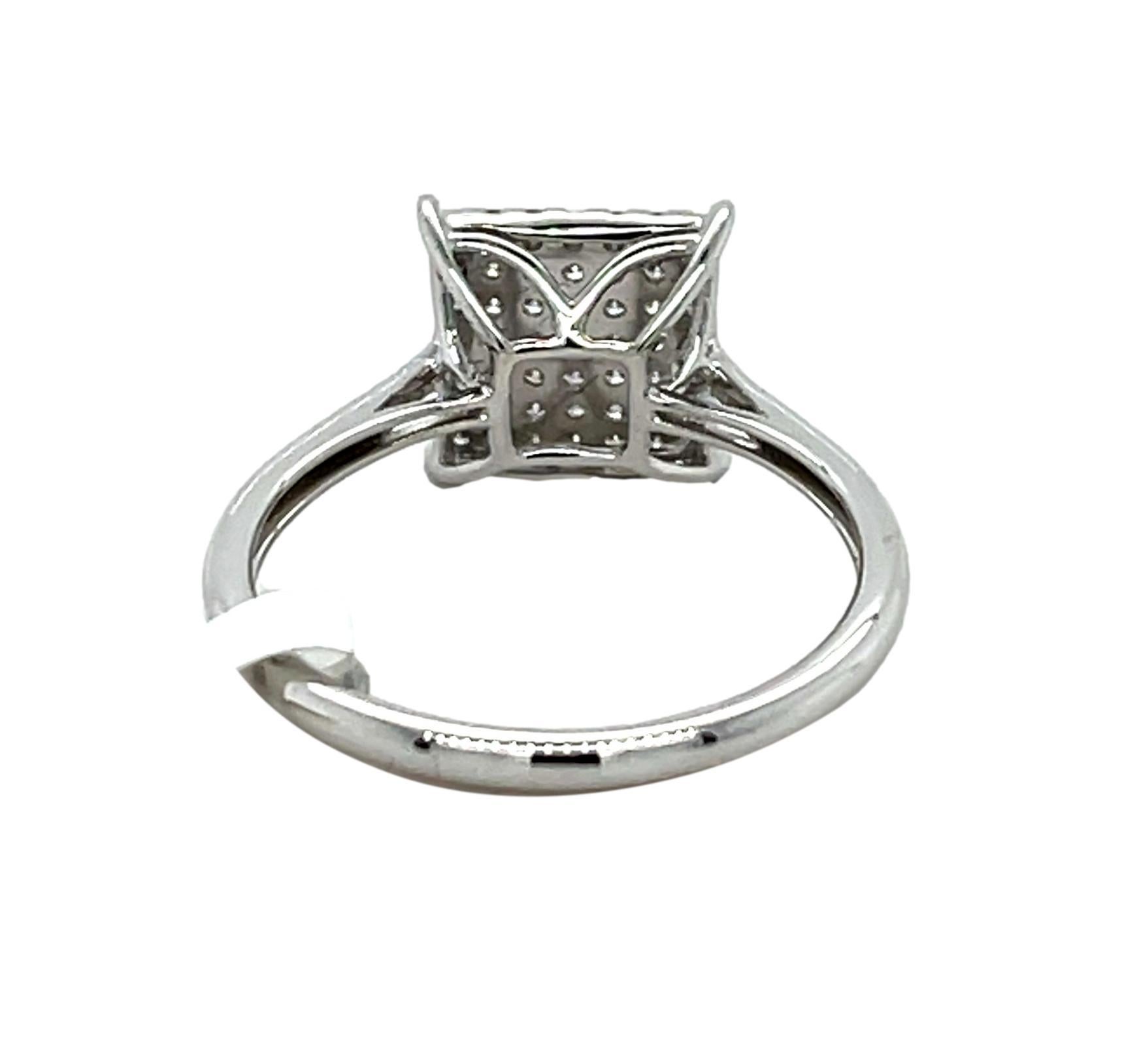 Brilliant Cut 18K White Gold Pave set Diamond Ring For Sale